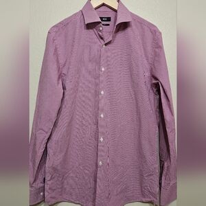 Boss Men's Pink Checkered Button Down Shirt